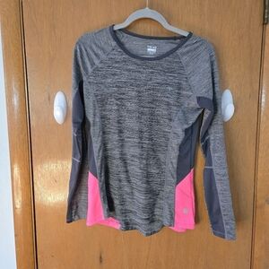 Hind, Ladies Gray, and Pink Long Sleeve Shirt Size S.